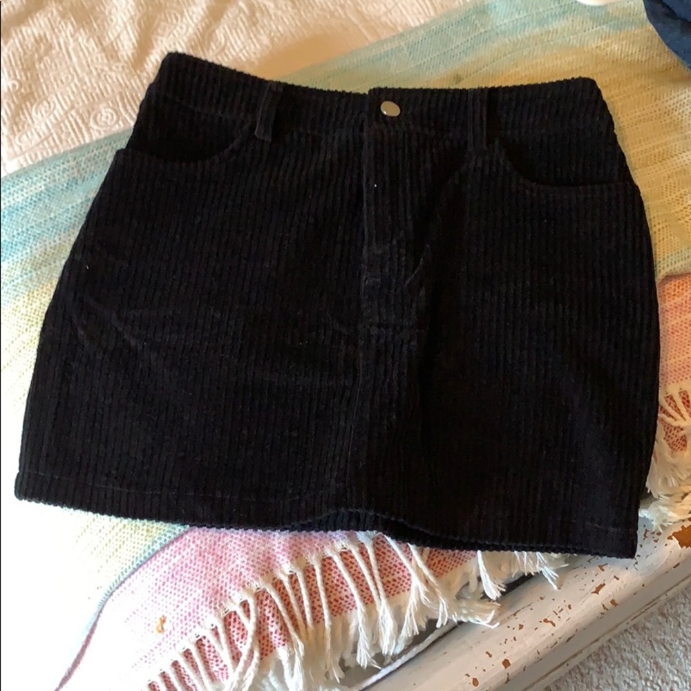 black corduroy mini skirt